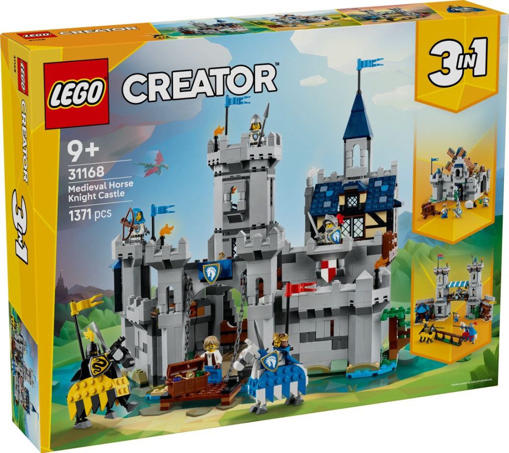 LEGO Creator 3 in 1 31168 Medieval Horse Knight Castle box front 1024x911