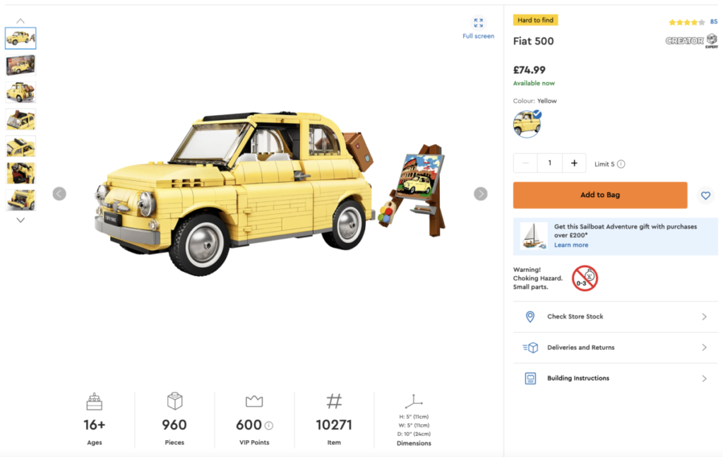 LEGO Creator Expert 10271 FIat 500 colour options 1024x647