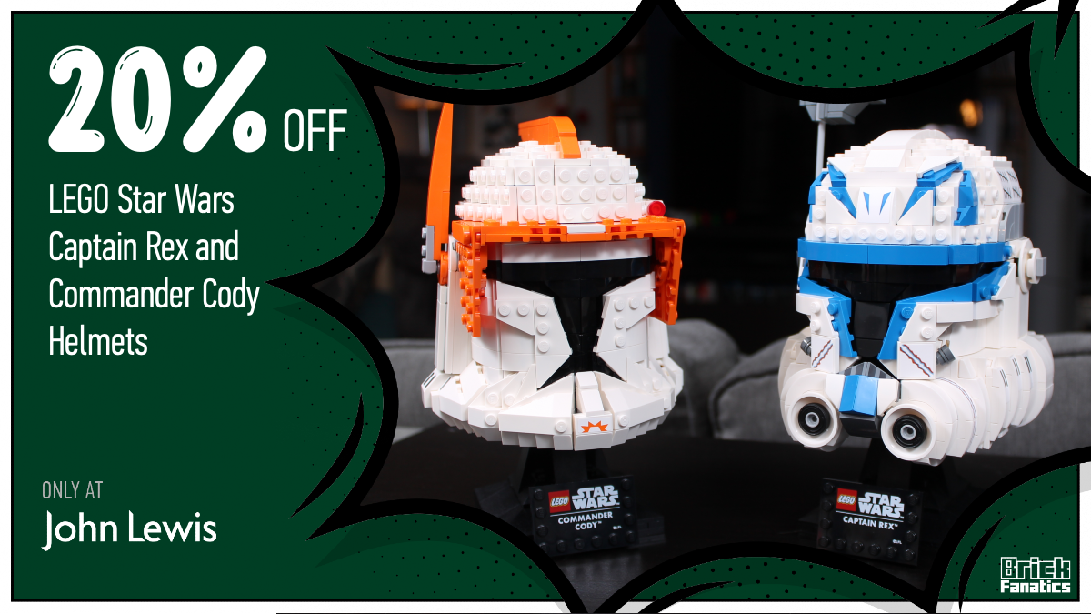 20% off 75350 Clone Commander Cody Helmet and 75349 Captain Rex Helmet