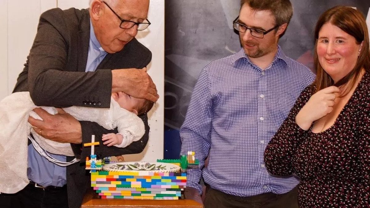 LEGO Church holds brick-built baptism for newborn boy