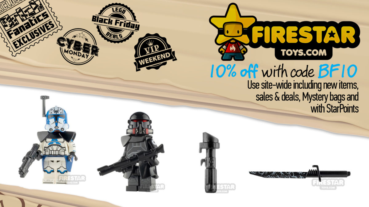 Grab discounted custom LEGO minifigures and accessories in FireStar Toys fire sale